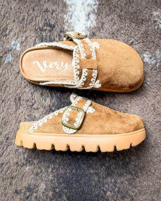 Nevada Buckle Clogs in Tan by Very G