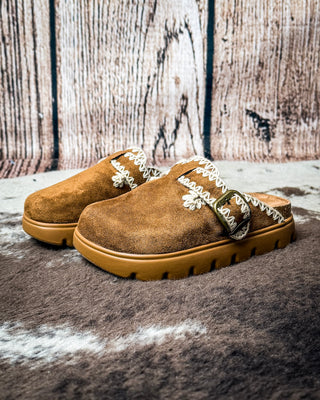 Nevada Buckle Clogs in Tan by Very G