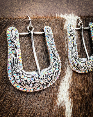 Avery Rhinestone Buckle Dangle Earrings