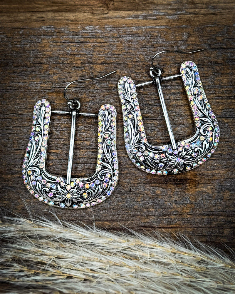Avery Rhinestone Buckle Dangle Earrings