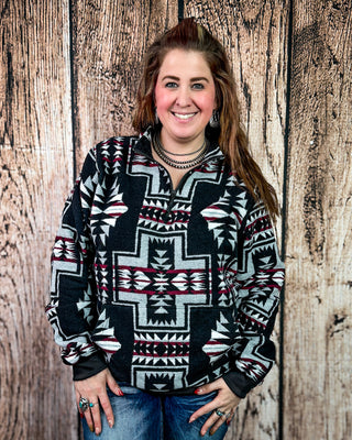 Blackstone Aztec Pullover Hoodie in Black