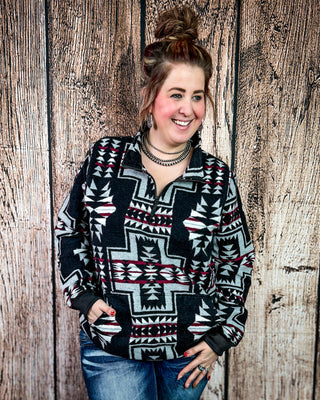 Blackstone Aztec Pullover Hoodie in Black