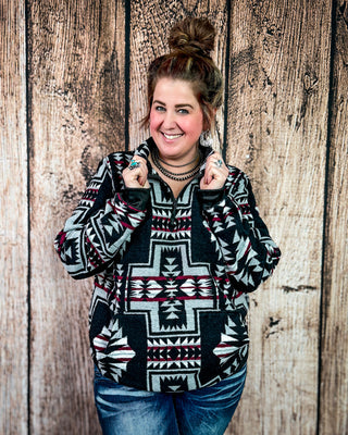 Blackstone Aztec Pullover Hoodie in Black