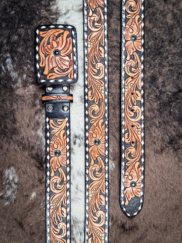 belt on cow hide