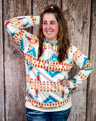 Copperline Aztec Hoodie in Cream