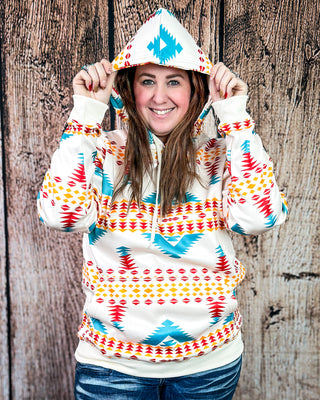 Copperline Aztec Hoodie in Cream