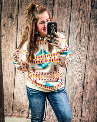 Copperline Aztec Hoodie in Cream