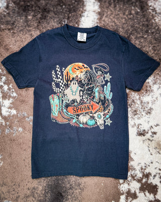 Spooky Ride Western Halloween Graphic Tee in Black by Sterling Kreek