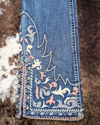 Desert Scroll Easy Flare Jeans in Dark Wash by Grace in LA