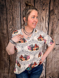 Dune Desert Print - Short Sleeve - V - Neck Top - Western Tee - Bronco Western Supply Co.