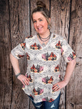 Dune Desert Print - Short Sleeve - V - Neck Top - Western Tee - Bronco Western Supply Co.