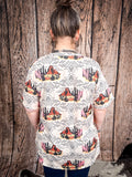 Dune Desert Print - Short Sleeve - V - Neck Top - Western Tee - Bronco Western Supply Co.