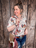 Dune Desert Print - Short Sleeve - V - Neck Top - Western Tee - Bronco Western Supply Co.