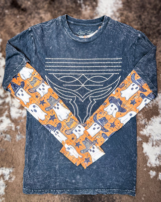 Moon Child Cowboy Ghost Mesh Top by Blakeley