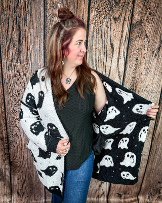Boo Crew Reversible Cloud Cardigan in Ghost by Blakeley