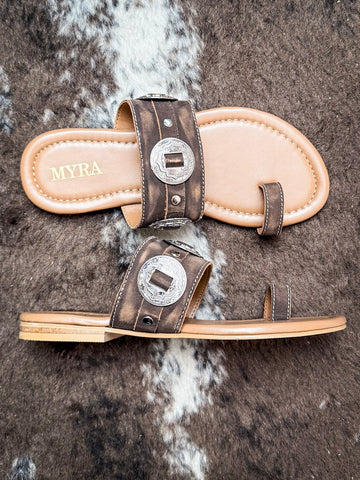 Myra Bag - Sagebrush Concho Sandals in Brown