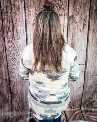 Rangeview Teddy Fleece Aztec Shacket in Sand