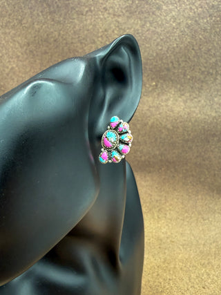 Sweetwater Cluster Cotton Candy Turquoise Stud Earrings
