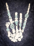 Skeleton Rock Hand Sign Tee - Vintage Black