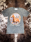 Free Spirit Horse Tee- Stone Gray