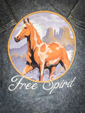Free Spirit Horse Tee- Stone Gray