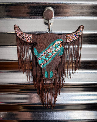 Fringe & Frosting Bull Skull Car Freshie in Pumpkin Cupcake Scent