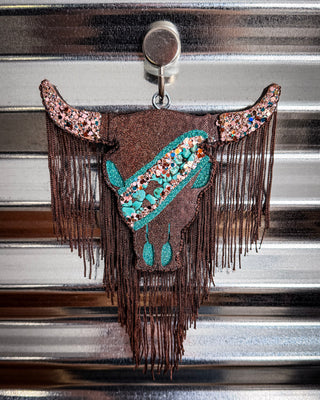 Fringe & Frosting Bull Skull Car Freshie in Pumpkin Cupcake Scent