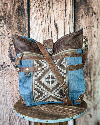 Sofia Mia Denim Rug Crossbody Bag by Myra Bag
