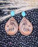 Delanie Tooled Leather Teardrop Earrings