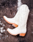 Pearl Black Star Leather Boots - Ivory