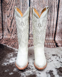 Pearl Black Star Leather Boots - Ivory