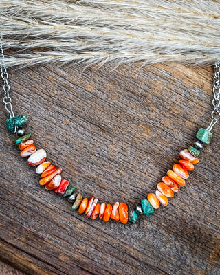 Desert Bloom Turquoise and Spiny Oyster Necklace