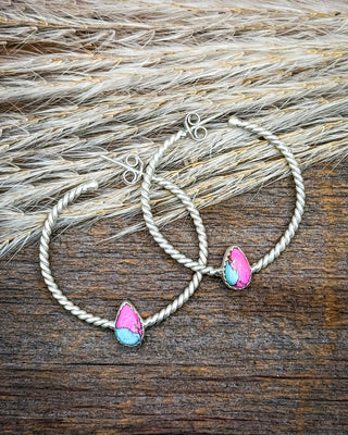 Dahlia Cotton Candy Sterling Silver Hoop Earrings