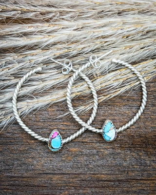 Dahlia Cotton Candy Sterling Silver Hoop Earrings