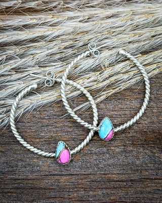 Dahlia Cotton Candy Sterling Silver Hoop Earrings