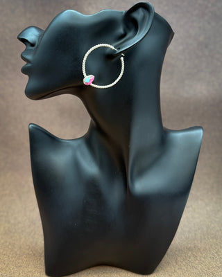 Dahlia Cotton Candy Sterling Silver Hoop Earrings
