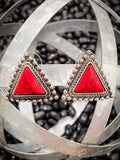 Pollux Stud Earrings- Red