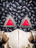 Pollux Stud Earrings- Red