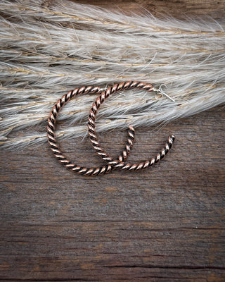Rope Twist Copper Hoop Earrings