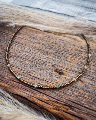 Copper Creek African Turquoise Glass Bead Choker