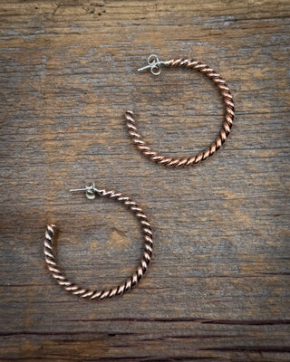Rope Twist Copper Hoop Earrings