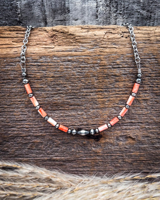 Desert Sunset Spiny Oyster Heishi Beaded Necklace