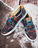 Solace Twisted X Hooey Loper Sneaker - Midnight Aztec on cowhide.
