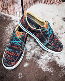 Solace Twisted X Hooey Loper Sneaker - Midnight Aztec on cowhide.