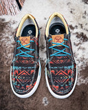 Solace Twisted X Hooey Loper Sneaker - Midnight Aztec on cowhide.