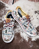 Rodeo Remix Twisted X Hooey Loper Sneaker - Toasted Almond and Multi on cowhide.