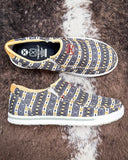 Ronnie Twisted X Hooey Slip-On Loper Sneakers - Black and Yellow Multi on Cowhide.