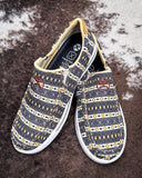 Ronnie Twisted X Hooey Slip-On Loper Sneakers - Black and Yellow Multi on Cowhide.