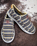 Ronnie Twisted X Hooey Slip-On Loper Sneakers - Black and Yellow Multi on Cowhide.