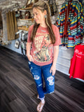 Drive Home Mid Wash Skinny Jeans with Serape Patches